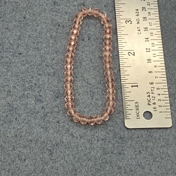 Faceted Beaded Stretch Bracelet Barbie Pale Pink Translucent Ovoid Soft Girl - Picture 4 of 4